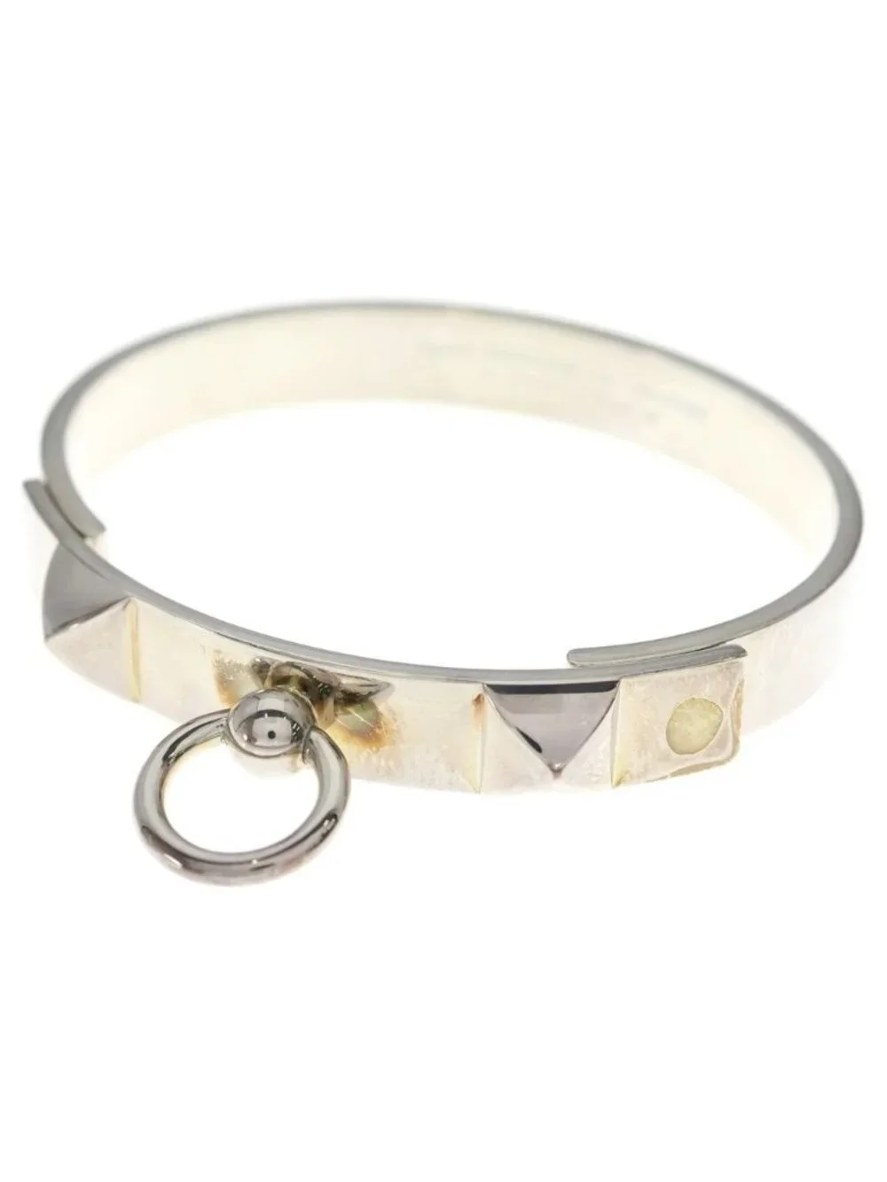 Hermes Collier de Chien LG Bangle Bracelet Silver